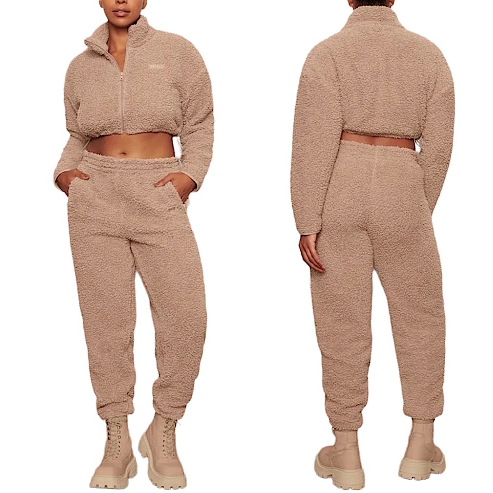 tigers eye SKIMS teddy joggers | zipper pockets | sherpa | furry pants - Picture 7 of 7